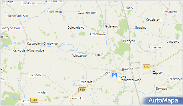 mapa Trzebuń gmina Stara Biała, Trzebuń gmina Stara Biała na mapie Targeo