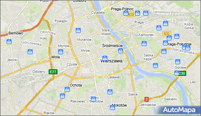 mapa Warszawy, Warszawa na mapie Targeo