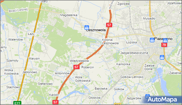 mapa Wilcza Góra gmina Lesznowola, Wilcza Góra gmina Lesznowola na mapie Targeo