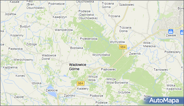mapa Wychylówka, Wychylówka na mapie Targeo