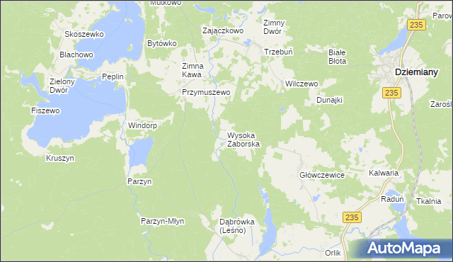 mapa Wysoka Zaborska, Wysoka Zaborska na mapie Targeo