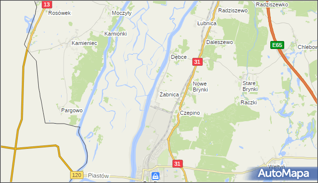 mapa Żabnica gmina Gryfino, Żabnica gmina Gryfino na mapie Targeo