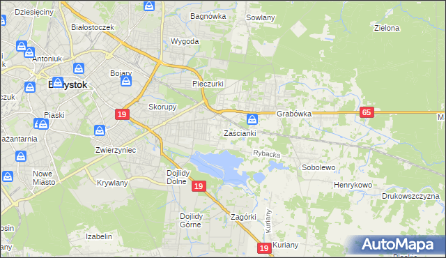 mapa Zaścianki gmina Supraśl, Zaścianki gmina Supraśl na mapie Targeo