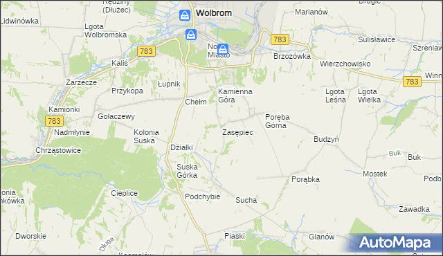 mapa Zasępiec, Zasępiec na mapie Targeo