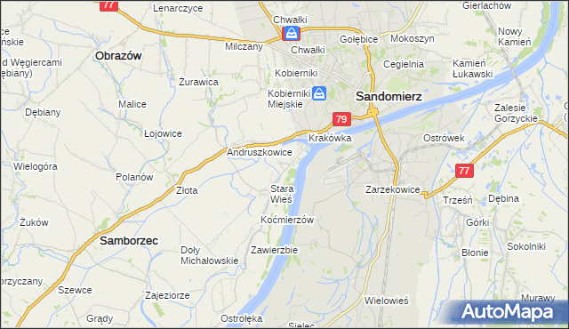 mapa Zawisełcze, Zawisełcze na mapie Targeo