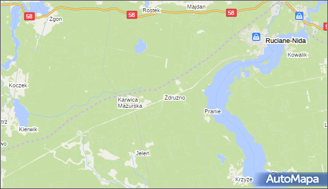 mapa Zdrużno, Zdrużno na mapie Targeo