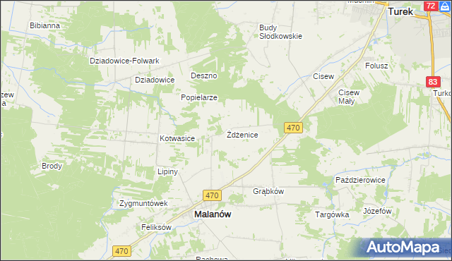 mapa Żdżenice, Żdżenice na mapie Targeo