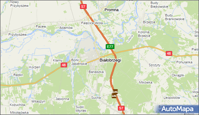 mapa Białobrzegi, Białobrzegi na mapie Targeo