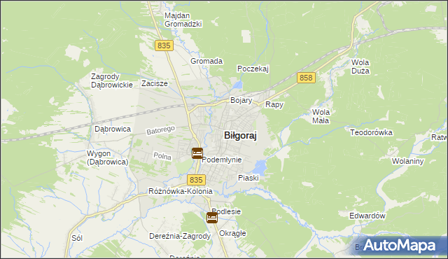 mapa Biłgoraj, Biłgoraj na mapie Targeo