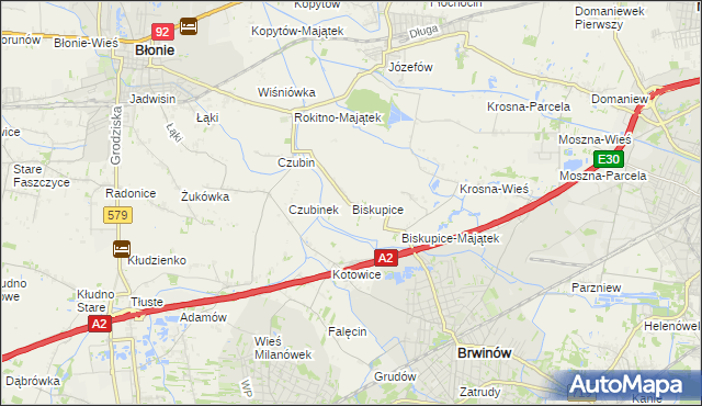 mapa Biskupice gmina Brwinów, Biskupice gmina Brwinów na mapie Targeo
