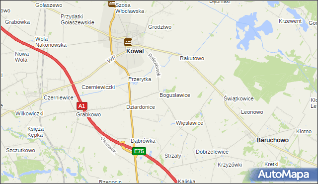 mapa Bogusławice gmina Kowal, Bogusławice gmina Kowal na mapie Targeo