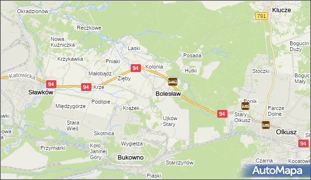 mapa Bolesław powiat olkuski, Bolesław powiat olkuski na mapie Targeo