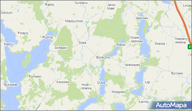 mapa Boreczno, Boreczno na mapie Targeo