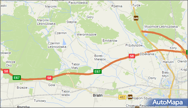 mapa Borek Mielęcki, Borek Mielęcki na mapie Targeo