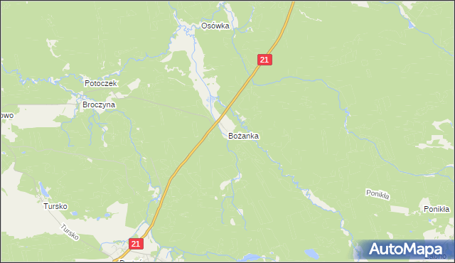 mapa Bożanka, Bożanka na mapie Targeo