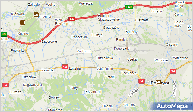 mapa Brzezówka gmina Ropczyce, Brzezówka gmina Ropczyce na mapie Targeo