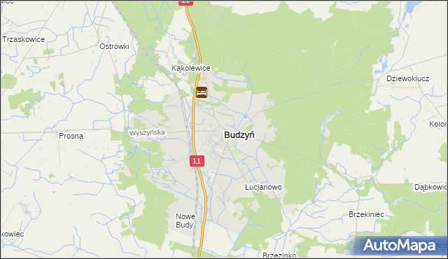 mapa Budzyń powiat chodzieski, Budzyń powiat chodzieski na mapie Targeo