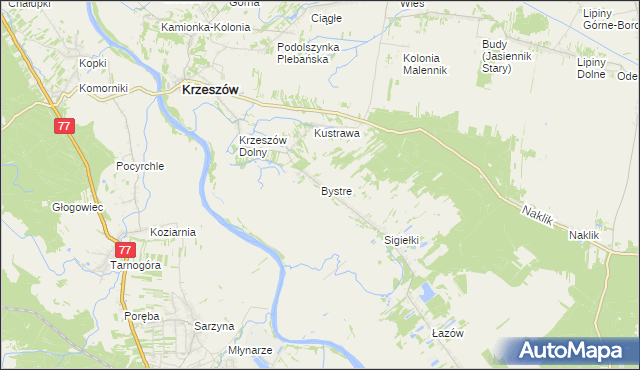 mapa Bystre gmina Krzeszów, Bystre gmina Krzeszów na mapie Targeo