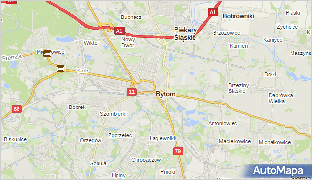 mapa Bytomia, Bytom na mapie Targeo