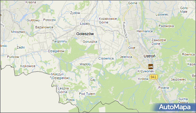 mapa Cisownica, Cisownica na mapie Targeo