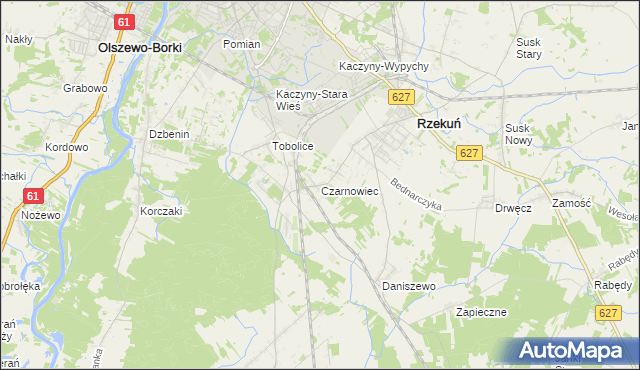 mapa Czarnowiec gmina Rzekuń, Czarnowiec gmina Rzekuń na mapie Targeo