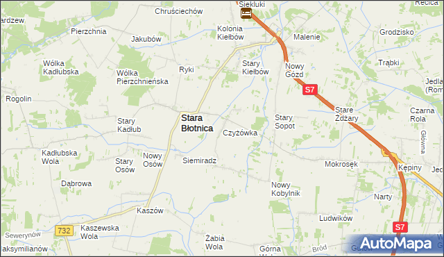 mapa Czyżówka gmina Stara Błotnica, Czyżówka gmina Stara Błotnica na mapie Targeo