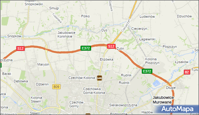 mapa Elizówka gmina Niemce, Elizówka gmina Niemce na mapie Targeo