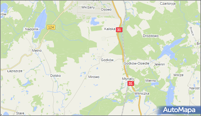 mapa Godków gmina Chojna, Godków gmina Chojna na mapie Targeo