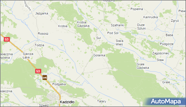 mapa Golanka gmina Kadzidło, Golanka gmina Kadzidło na mapie Targeo