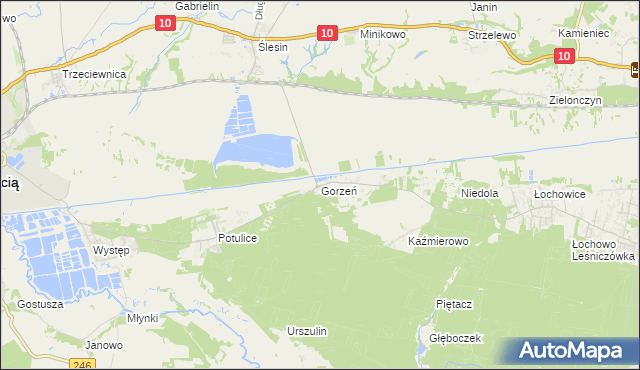 mapa Gorzeń gmina Nakło nad Notecią, Gorzeń gmina Nakło nad Notecią na mapie Targeo