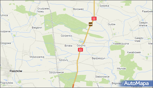 mapa Górzno gmina Ostrów Wielkopolski, Górzno gmina Ostrów Wielkopolski na mapie Targeo