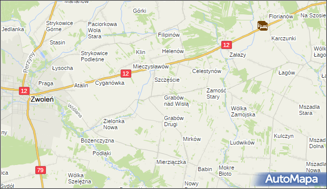 mapa Grabów nad Wisłą, Grabów nad Wisłą na mapie Targeo