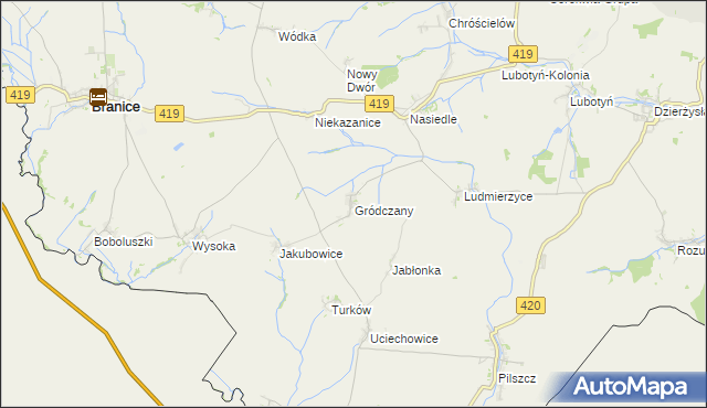 mapa Gródczany, Gródczany na mapie Targeo