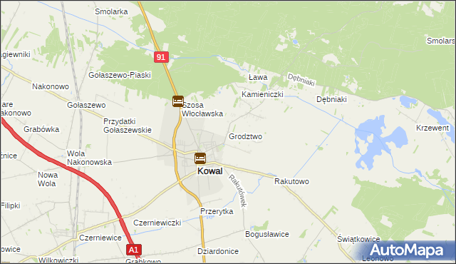 mapa Grodztwo gmina Kowal, Grodztwo gmina Kowal na mapie Targeo