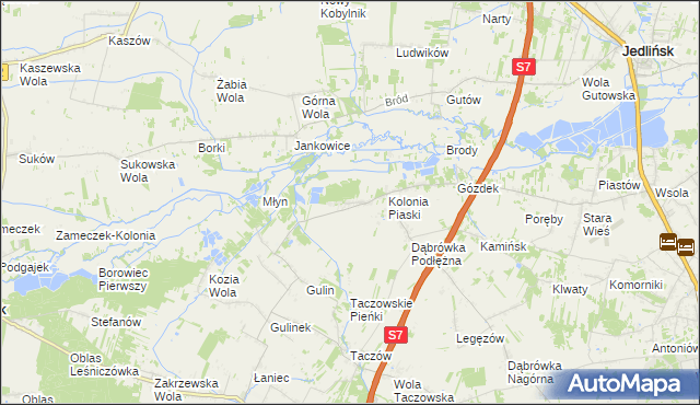 mapa Gustawów gmina Zakrzew, Gustawów gmina Zakrzew na mapie Targeo