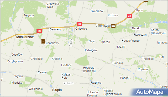 mapa Jadwigów gmina Moskorzew, Jadwigów gmina Moskorzew na mapie Targeo