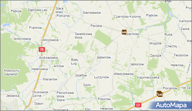 mapa Jadwinów gmina Policzna, Jadwinów gmina Policzna na mapie Targeo