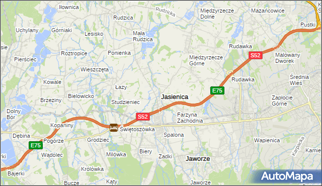 mapa Jasienica powiat bielski, Jasienica powiat bielski na mapie Targeo