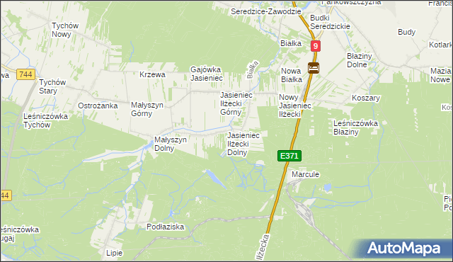 mapa Jasieniec Iłżecki Dolny, Jasieniec Iłżecki Dolny na mapie Targeo