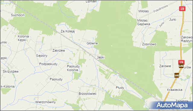 mapa Jaski gmina Radzyń Podlaski, Jaski gmina Radzyń Podlaski na mapie Targeo