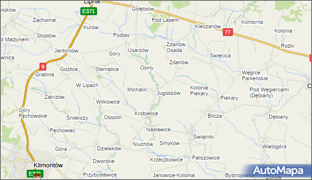 mapa Jugoszów, Jugoszów na mapie Targeo