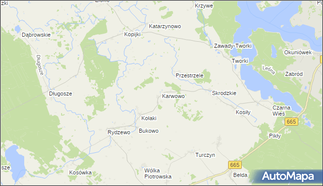 mapa Karwowo gmina Rajgród, Karwowo gmina Rajgród na mapie Targeo