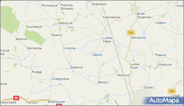 mapa Kępino gmina Borów, Kępino gmina Borów na mapie Targeo