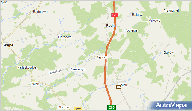 mapa Kępsko gmina Świebodzin, Kępsko gmina Świebodzin na mapie Targeo