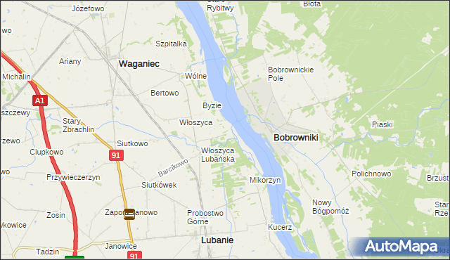 mapa Kocia Górka gmina Lubanie, Kocia Górka gmina Lubanie na mapie Targeo