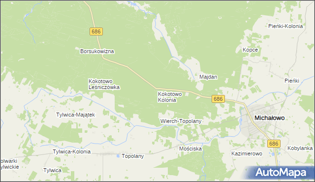 mapa Kokotowo Kolonia, Kokotowo Kolonia na mapie Targeo