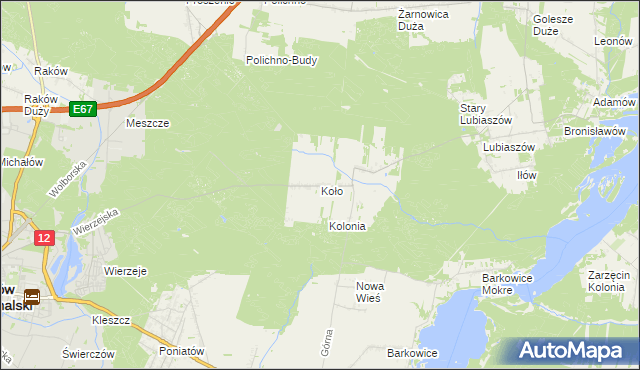 mapa Koło gmina Sulejów, Koło gmina Sulejów na mapie Targeo