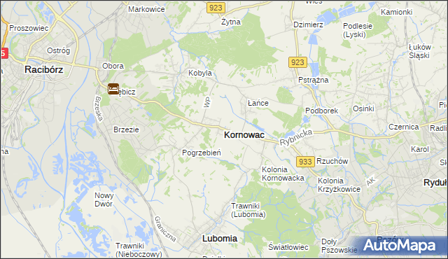 mapa Kornowac, Kornowac na mapie Targeo