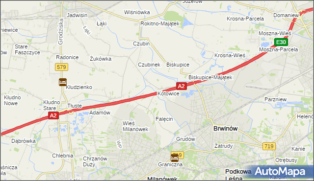 mapa Kotowice gmina Brwinów, Kotowice gmina Brwinów na mapie Targeo