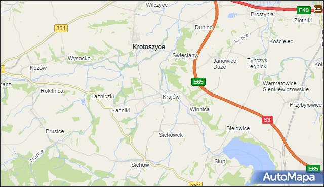 mapa Krajów gmina Krotoszyce, Krajów gmina Krotoszyce na mapie Targeo